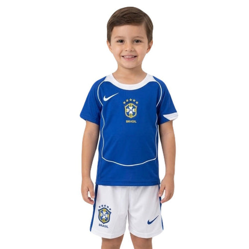 Kinder-Set Brasilien Auswärtstrikot 2004 Trikot und Shorts (Retro)