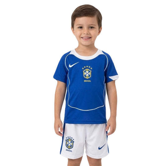 Kinder-Set Brasilien Auswärtstrikot 2004 Trikot und Shorts (Retro)