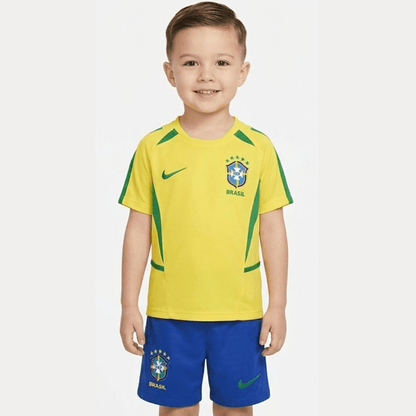 Kinder-Set Brasilien Heimtrikot 02/03 Gelb und Blau (Retro)