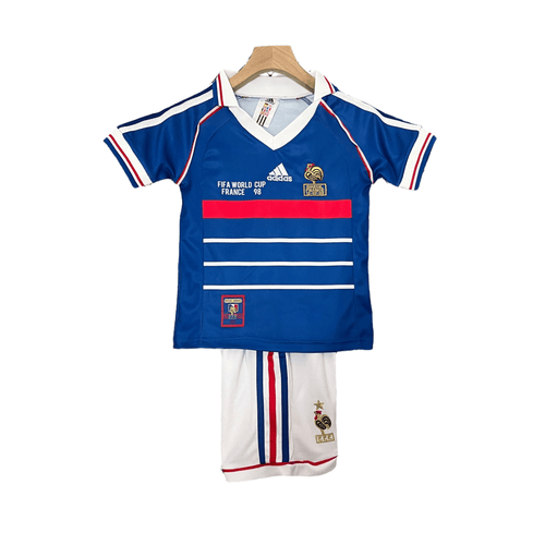 Kinder-Set Frankreich Heimtrikot 98/99 Blau und Weiß (Retro)