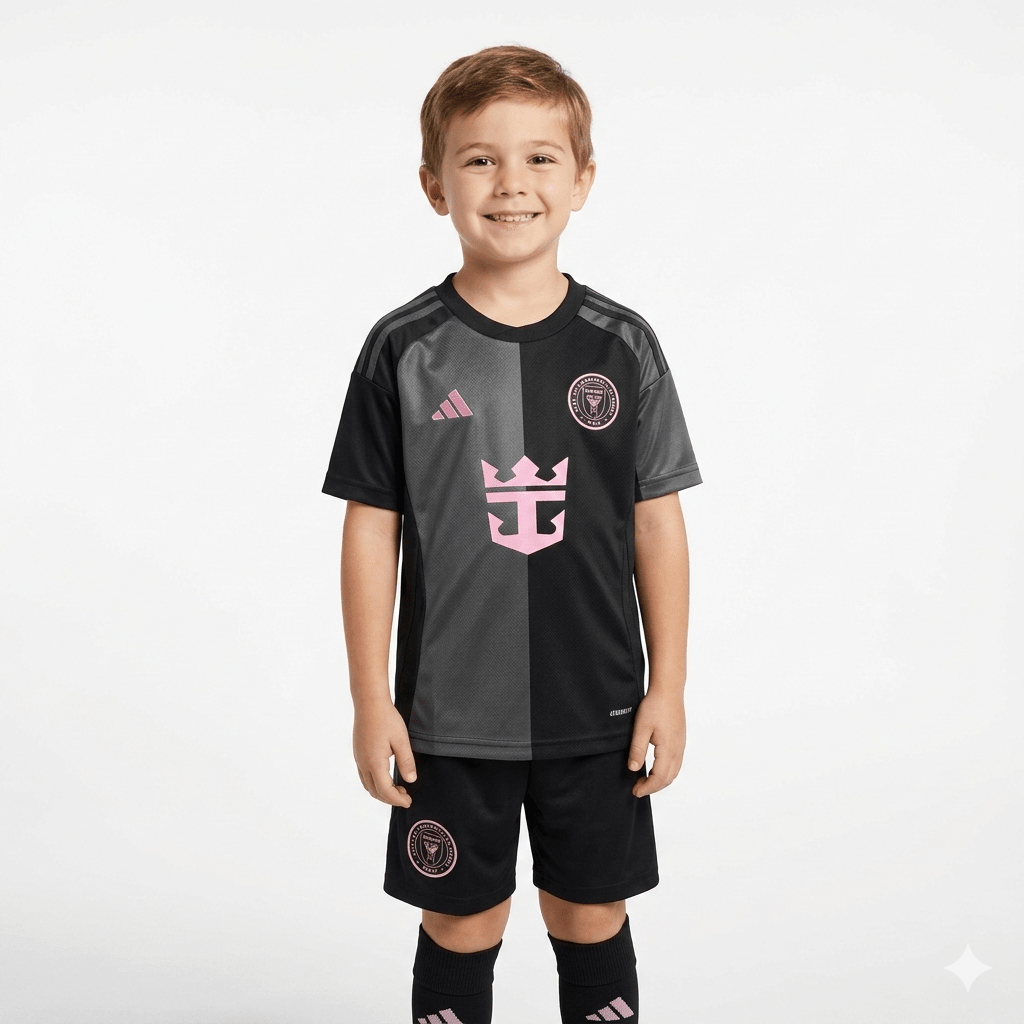 Kinder-Set Inter Miami Auswärtstrikot 25/26 Schwarz