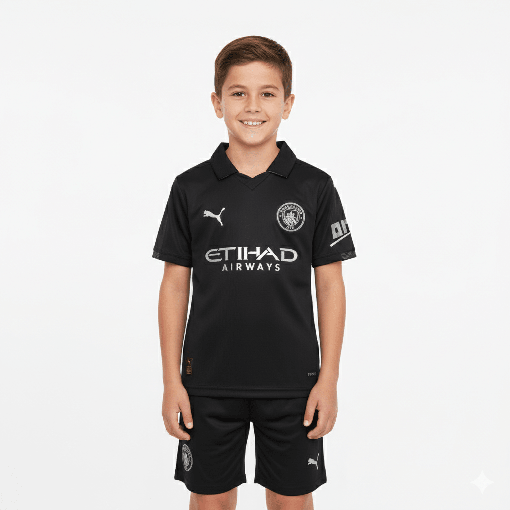 Kinder-Set Manchester City Auswärtsset 25/26 Trikot und Shorts