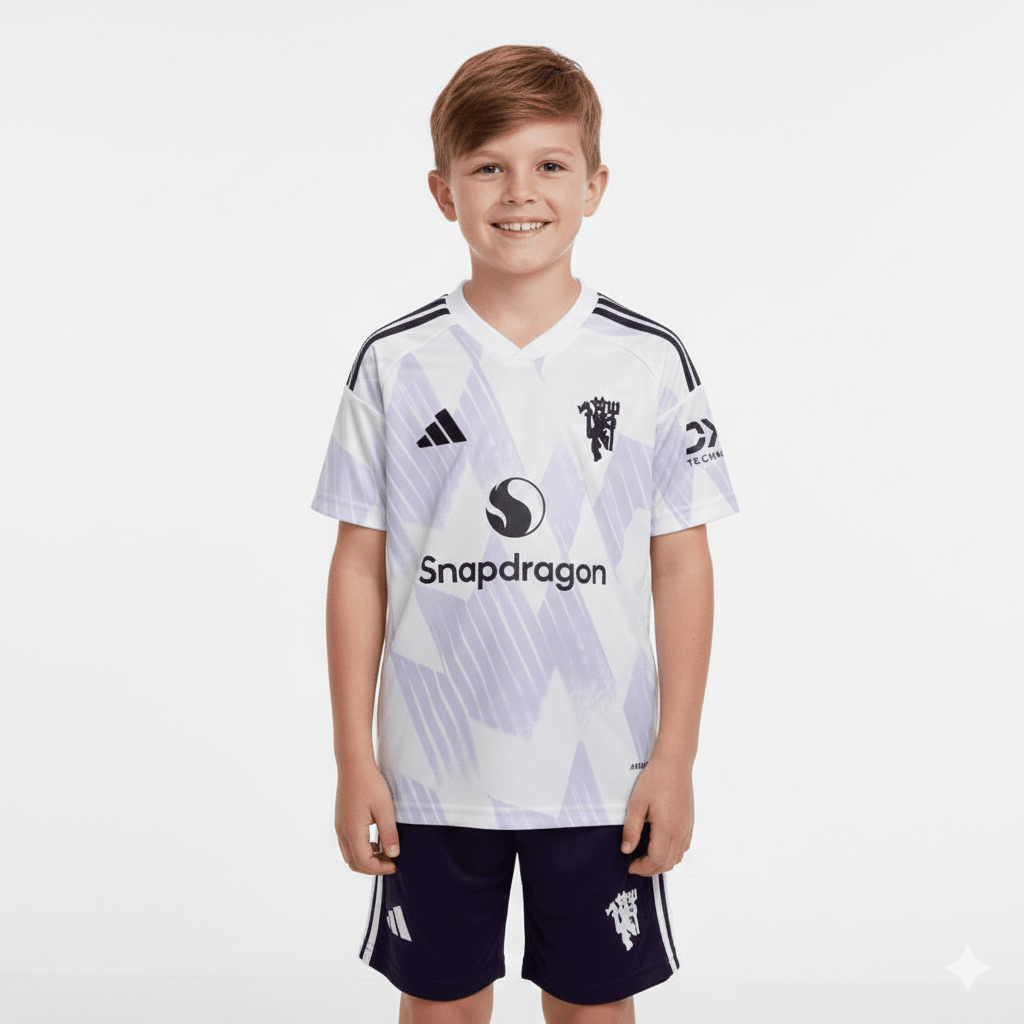 Kinder-Set Manchester United Auswärtsset 25/26 Trikot und Shorts