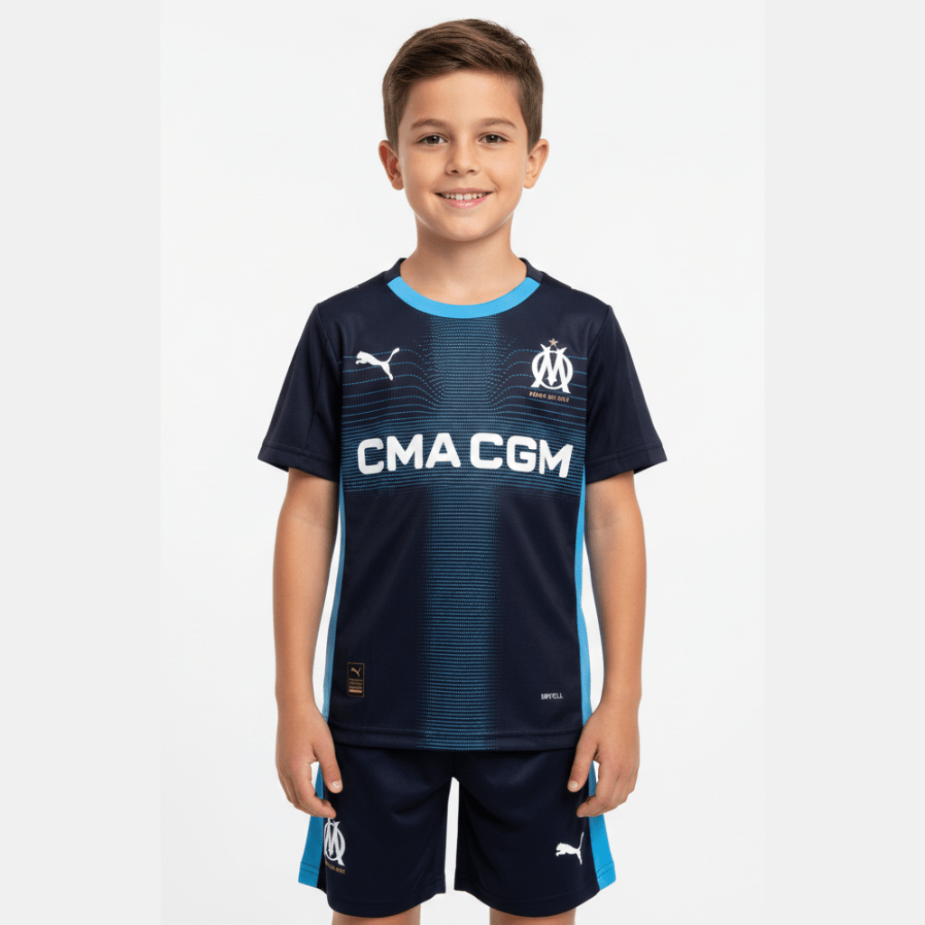 Kinder-Set Olympique de Marseille Auswärtsset 25/26 Trikot und Shorts