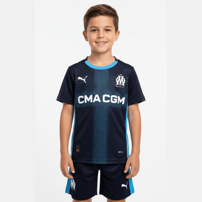 Kinder-Set Olympique de Marseille Auswärtsset 25/26 Trikot und Shorts