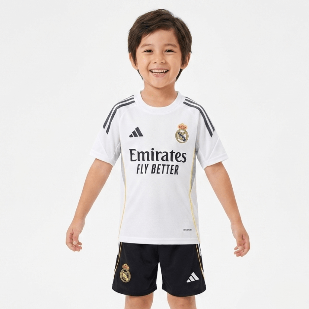 Kinder-Set Real Madrid Training 25/26 Trikot Weiß Und Shorts