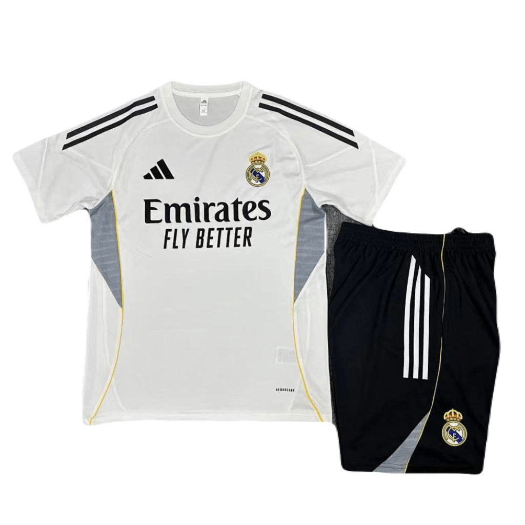 Kinder-Set Real Madrid Training 25/26 Trikot Weiß Und Shorts