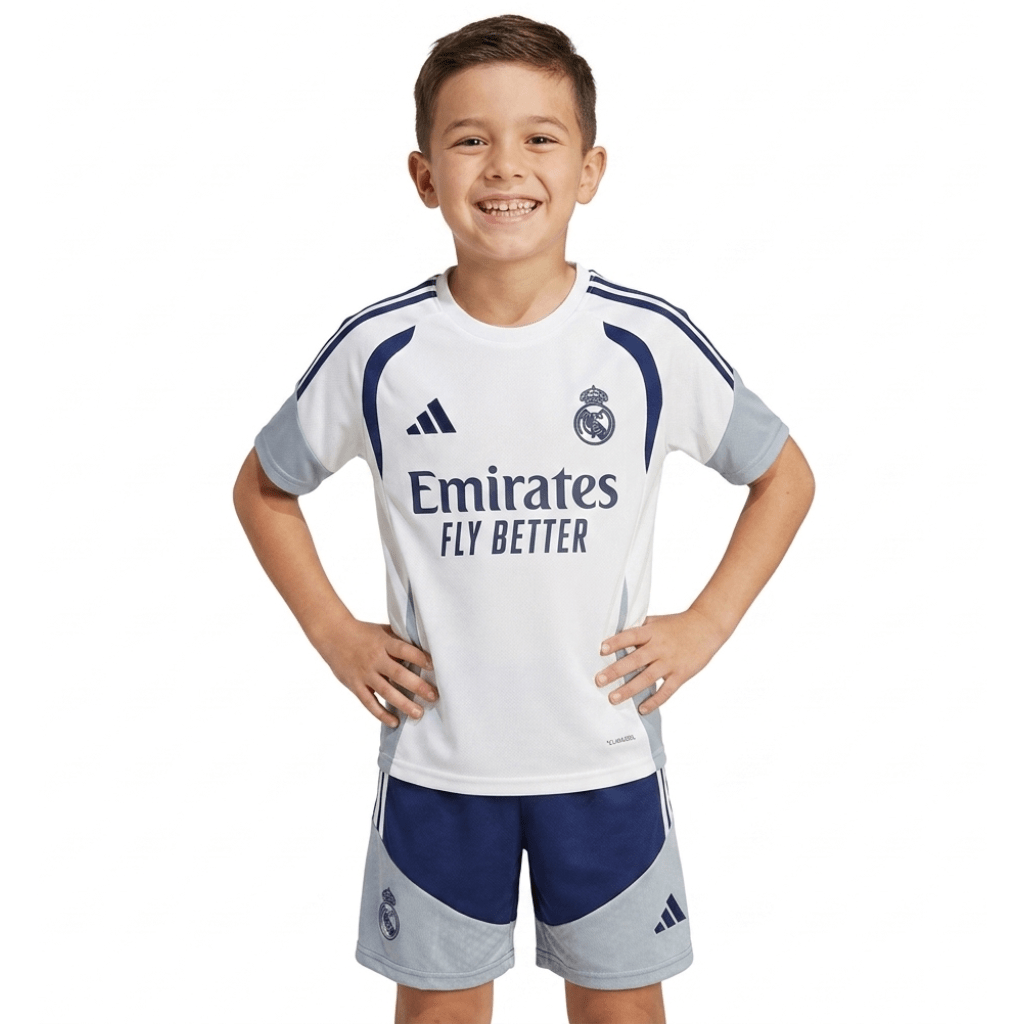 Kinder-Set Real Madrid Training 26/27 Trikot Weiß Und Shorts