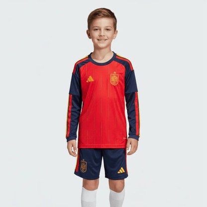 Kinder-Set Spanien Langarm Heimtrikot 26/27 Trikot und Shorts