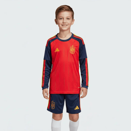 Kinder-Set Spanien Langarm Heimtrikot 26/27 Trikot und Shorts