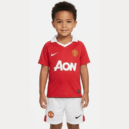 Manchester United Kinder-Set Heim 10/11 Rot und Weiß (Retro)