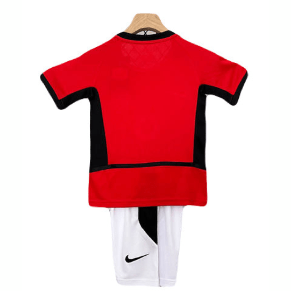 Manchester United Kinder-Set Heimtrikot 02/04 Rot und Weiß (Retro)