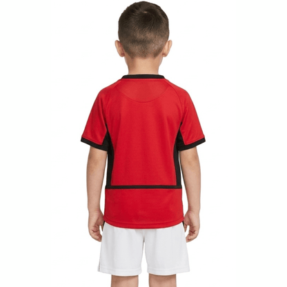Manchester United Kinder-Set Heimtrikot 02/04 Rot und Weiß (Retro)