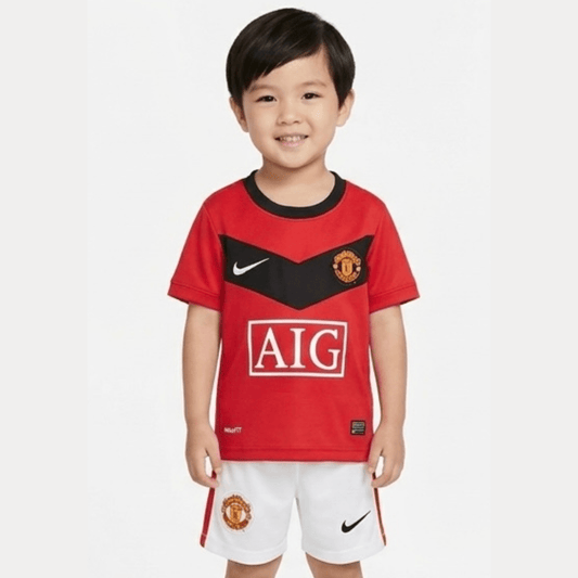 Manchester United Kinder-Set Heimtrikot 09/10 Rot und Weiß (Retro)