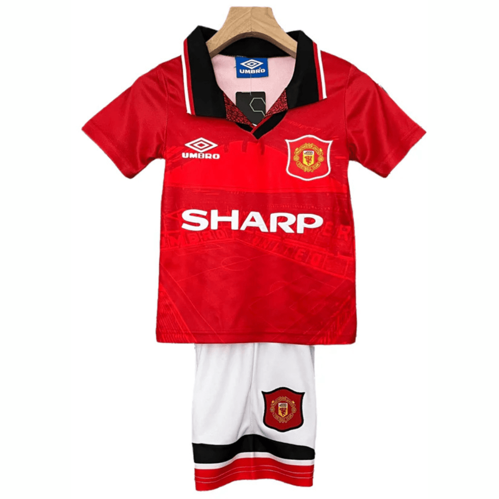 Manchester United Kinder-Set Heimtrikot 94/96 Rot und Weiß (Retro)
