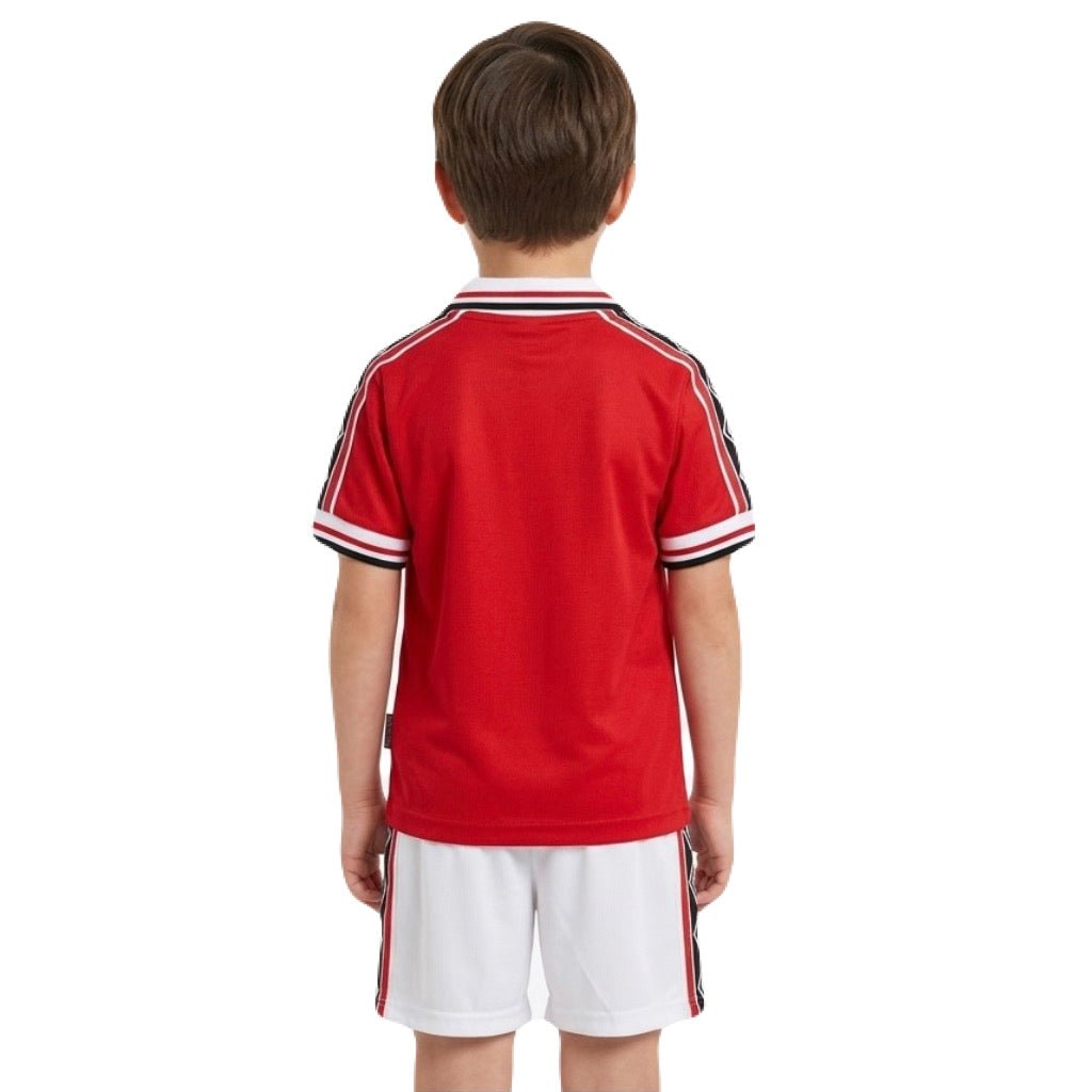 Manchester United Kinder-Set Heimtrikot 98/99 Rot und Weiß (Retro)