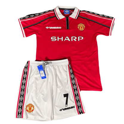 Manchester United Kinder-Set Heimtrikot 98/99 Rot und Weiß (Retro)