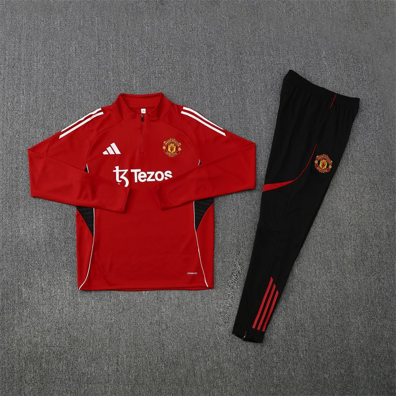 Manchester United Trainingsanzug 25/26 Herren Jacke Rot und Hose