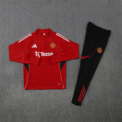 Manchester United Trainingsanzug 25/26 Herren Jacke Rot und Hose