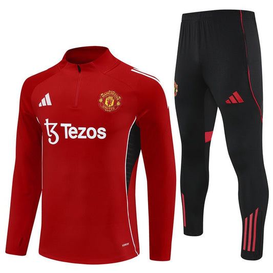 Manchester United Trainingsanzug 25/26 Herren Jacke Rot und Hose