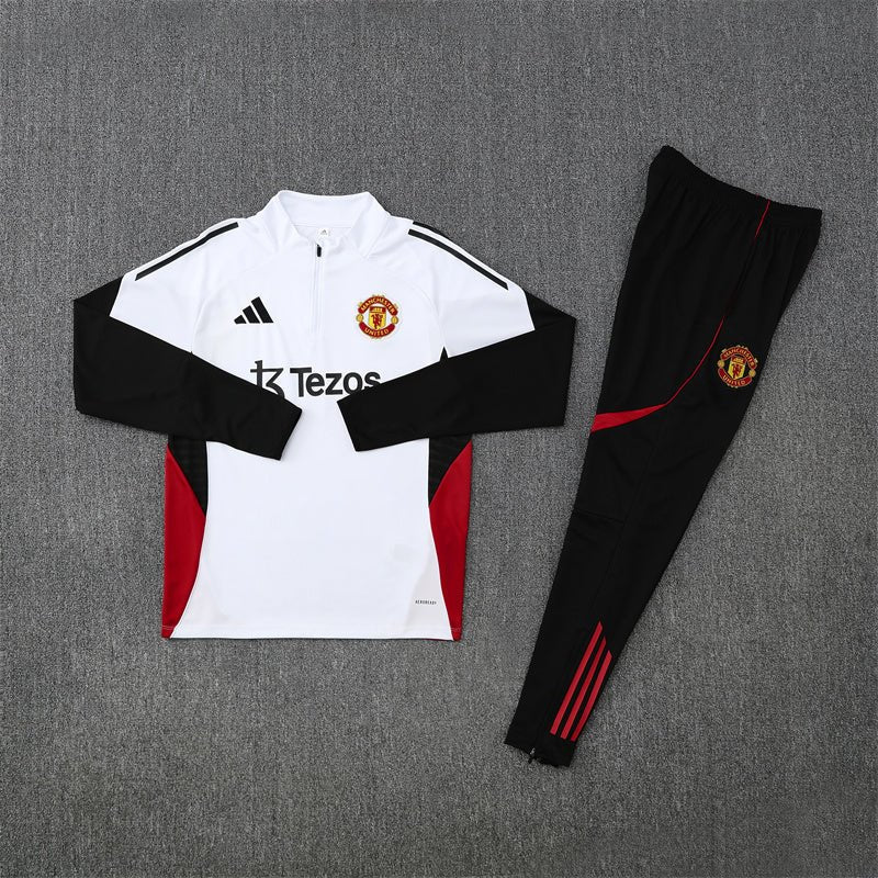 Manchester United Trainingsanzug 25/26 Herren Jacke Weiß und Hose