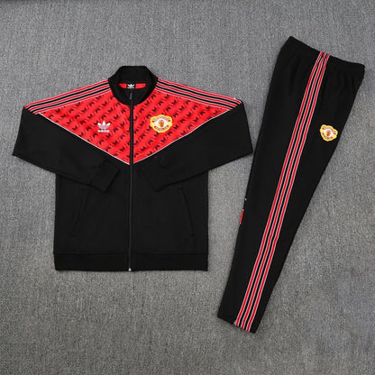 Manchester United Trainingsanzug 25/26 Jacke und Hose Herren Schwarz