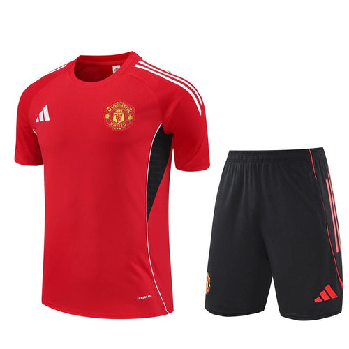 Manchester United Trainingsset 25/26 Trikot Rot und Shorts Schwarz