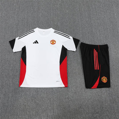 Manchester United Trainingsset 25/26 Trikot Weiß und Shorts Schwarz