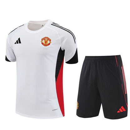 Manchester United Trainingsset 25/26 Trikot Weiß und Shorts Schwarz