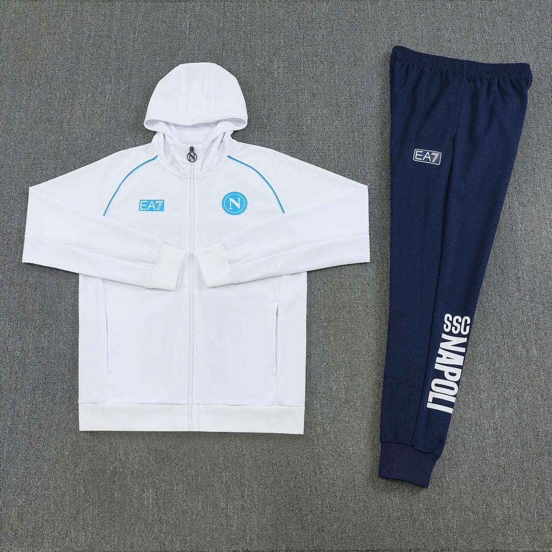 Napoli Trainingsanzug 25/26 Windacke Weiß und Hose Dunkelblau