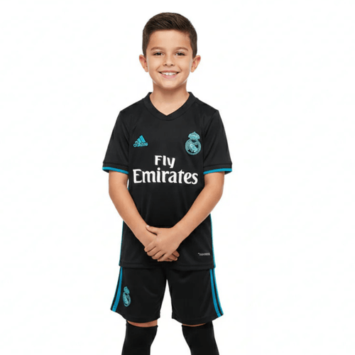 Real Madrid Kinder-Set Auswärtstrikot 17/18 Schwarz (Retro)