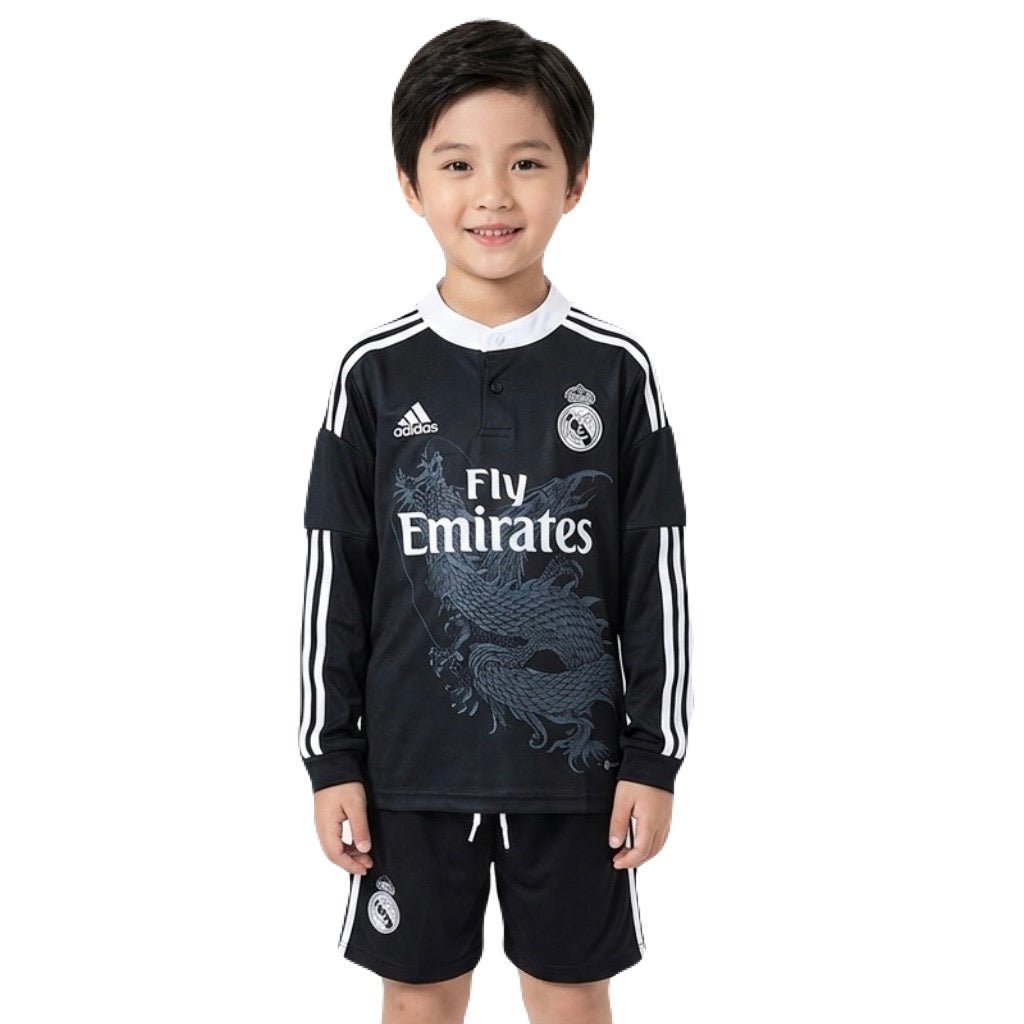 Real Madrid Kinder-Set Drittetrikot Langarm 2014/15 Trikot und Shorts (Retro)