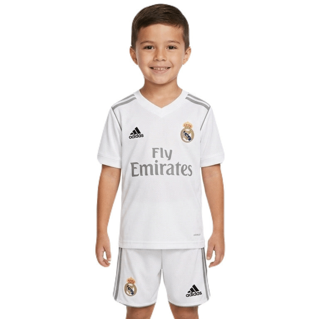Real Madrid Kinder-Set Heimtrikot 15/16 Weiß (Retro)