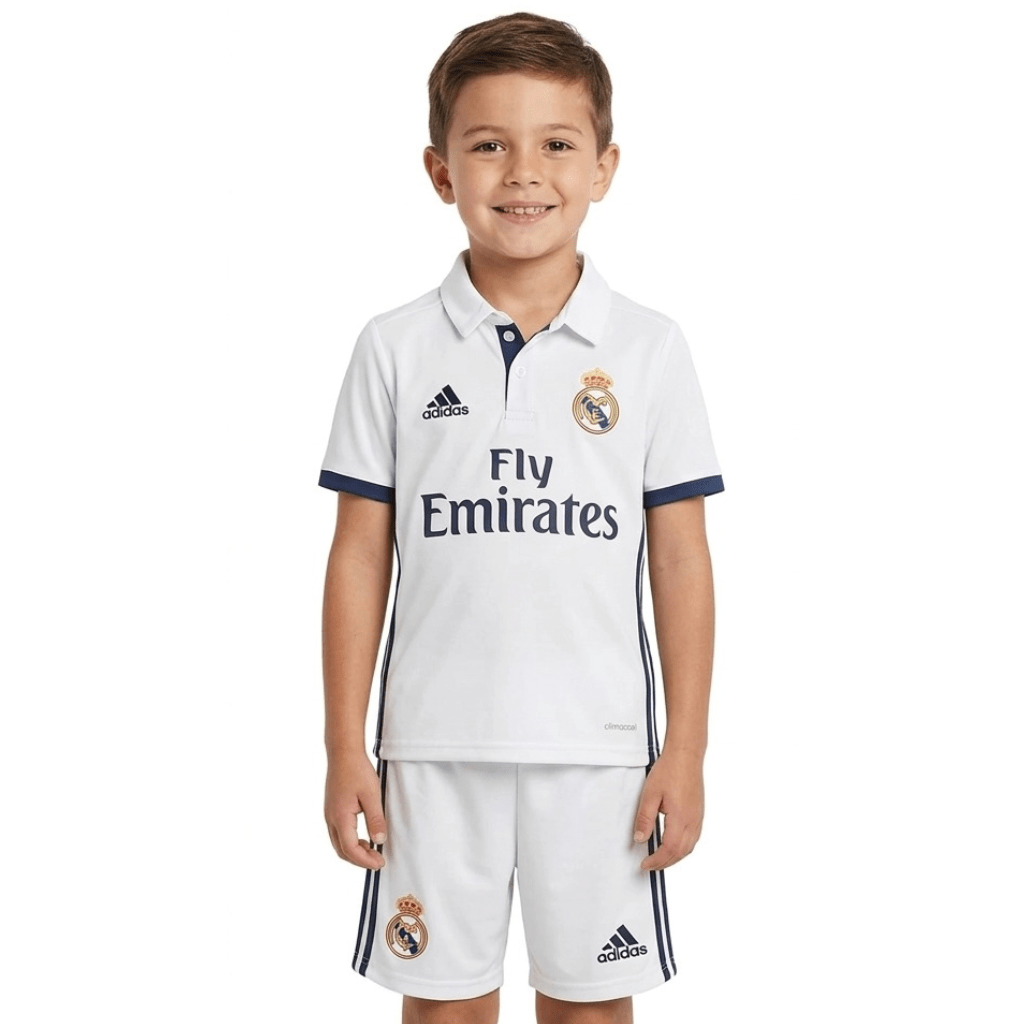 Real Madrid Kinder-Set Heimtrikot 16/17 Weiß (Retro)