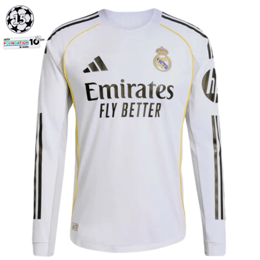 Real Madrid Langarm Heimtrikot 25/26 Herren Spieler-Version mit Patches