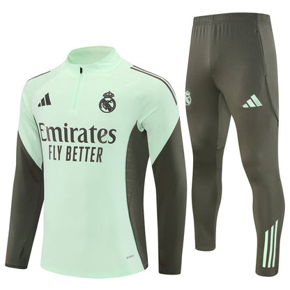 Real Madrid Trainingsanzug 25/26 Herren Jacke Grün und Hose Grau