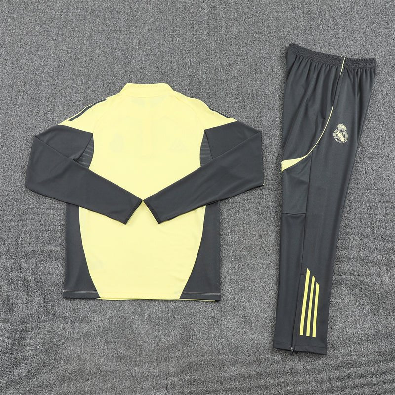 Real Madrid Trainingsanzug 25/26 Herren Jacke Gelb und Hose Grau