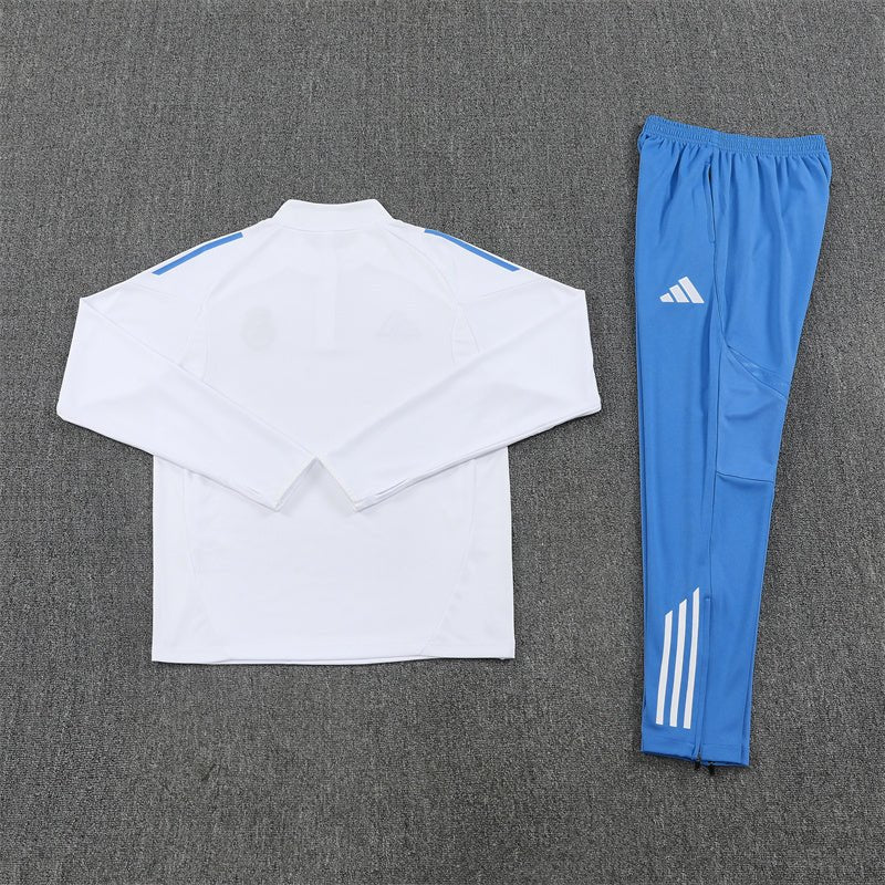 Real Madrid Trainingsanzug 25/26 Herren Jacke Weiß und Hose Blau