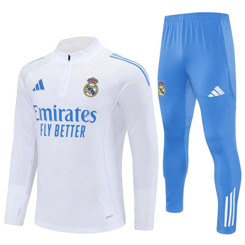 Real Madrid Trainingsanzug 25/26 Herren Jacke Weiß und Hose Blau