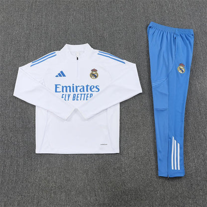 Real Madrid Trainingsanzug 25/26 Herren Jacke Weiß und Hose Blau