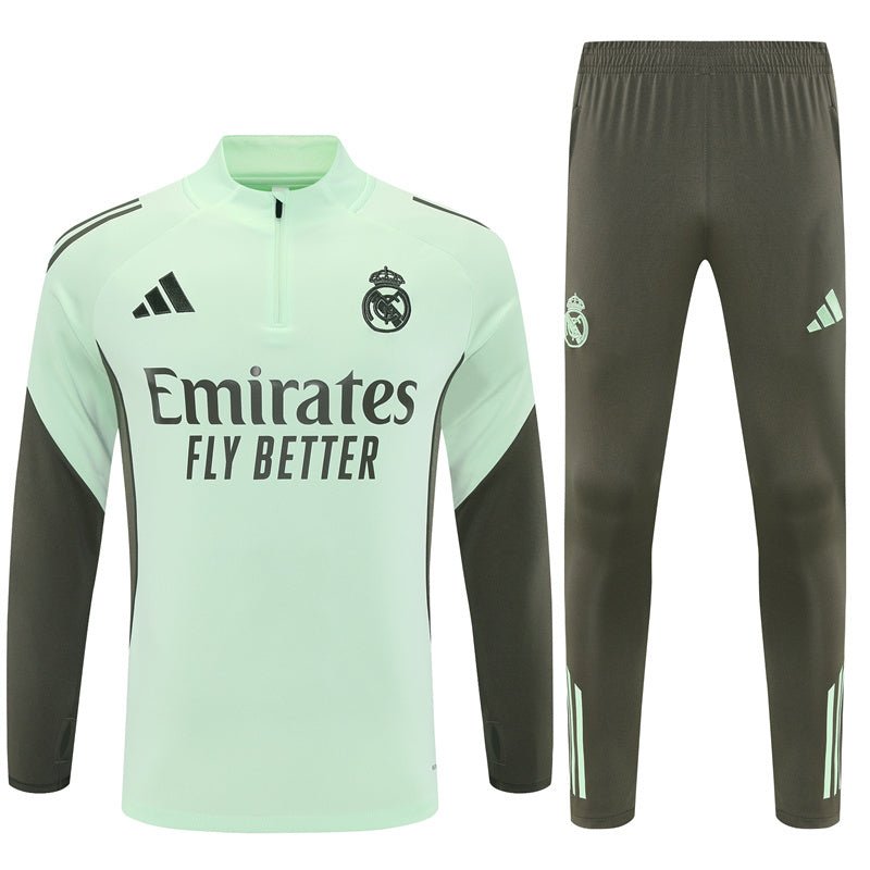 Real Madrid Trainingsanzug 25/26 Herren Jacke Grün und Hose Grau
