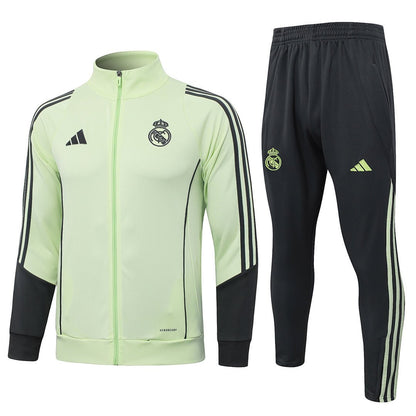Real Madrid Trainingsanzug 25/26 Jacke Grün und Hose Grau Herren