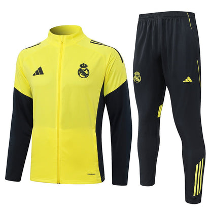 Real Madrid Trainingsanzug 25/26 Jacke Gelb und Hose Schwarz Herren