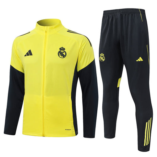 Real Madrid Trainingsanzug 25/26 Jacke Gelb und Hose Schwarz Herren