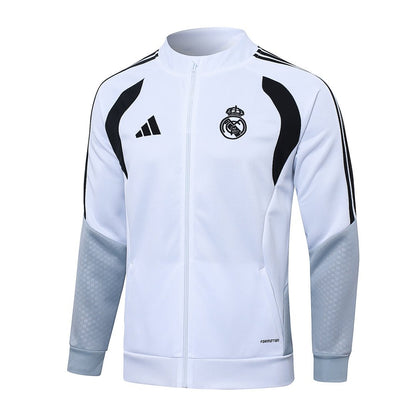 Real Madrid Trainingsanzug 26/27 Jacke Weiß und Hose Schwarz