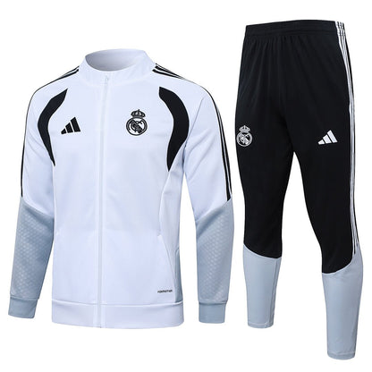 Real Madrid Trainingsanzug 26/27 Jacke Weiß und Hose Schwarz
