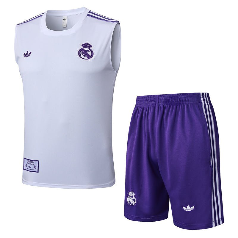 Real Madrid Trainingsset 25/26 Tanktop Weiß und Shorts Lila