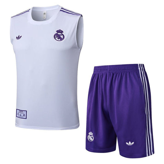 Real Madrid Trainingsset 25/26 Tanktop Weiß und Shorts Lila