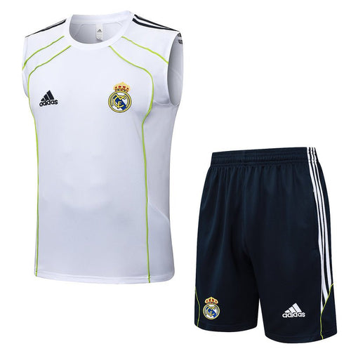Real Madrid Trainingsset 25/26 Tanktop Weiß und Shorts Schwarz