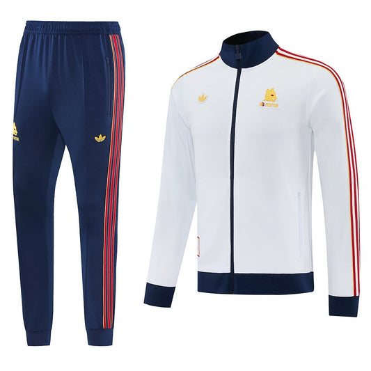 Roma Trainingsanzug 25/26 Jacke Weiß und Hose Blau Herren